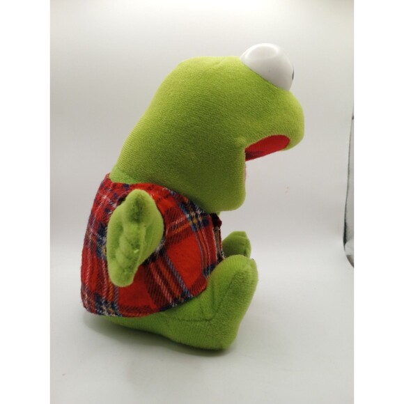 Vintage Baby Kermit Frog 1987 JIM HENSON Plush Muppets with Plaid Shirt 8'' - Picture 4 of 8